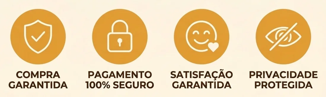 Compra garantida, pagamento 100% seguro, satisfação garantida, privacidade protegida.